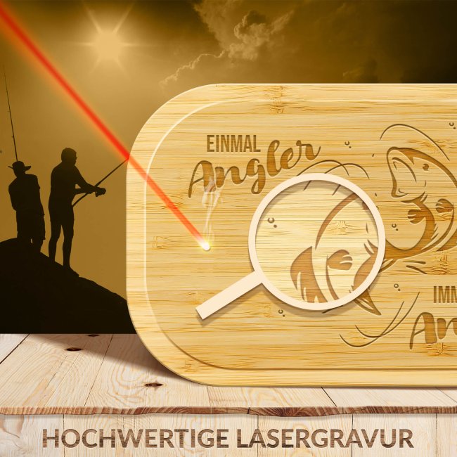 Brotdose mit Gravur - Einmal Angler immer Angler - mit Name