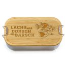 Brotdose mit Gravur - Lachs mich Dorsch am Barsch