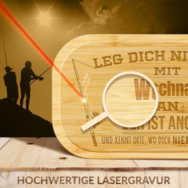 Brotdose mit Gravur - Leg dich niemals mit einem Angler an - mit Name
