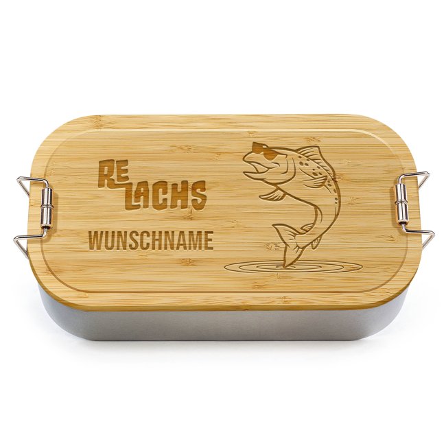 Brotdose mit Gravur - Re Lachs - mit Name