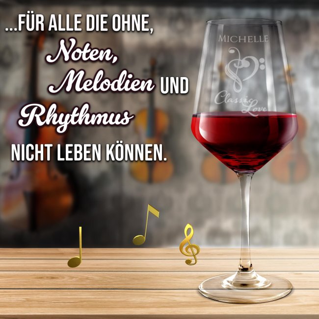Rotweinglas mit Gravur - Classic Love - mit Name