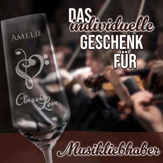 Sektglas mit Gravur - Classic Love - mit Name