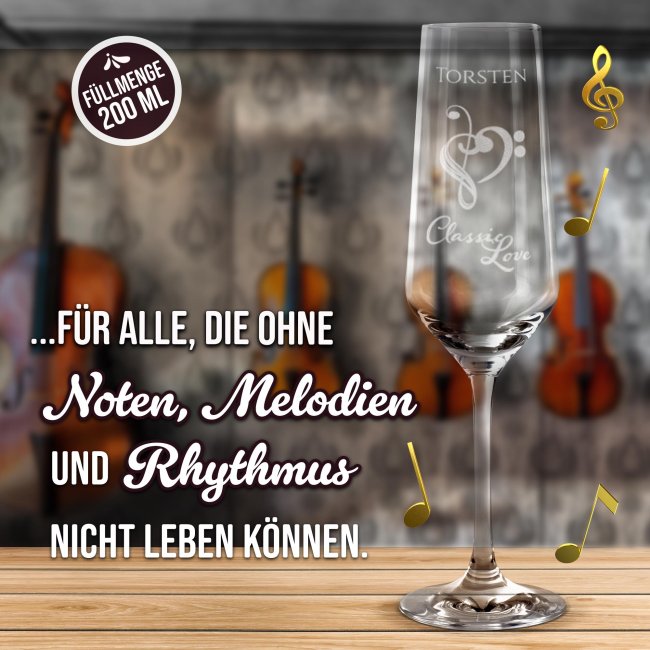 Sektglas mit Gravur - Classic Love - mit Name