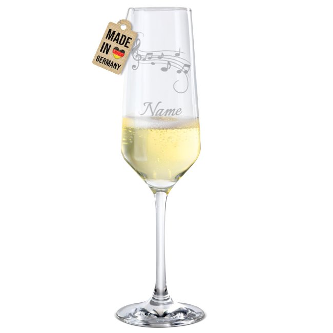 Sektglas mit Gravur - Notenzeile - mit Name