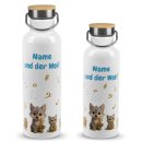 Trinkflasche mit Bambusdeckel f&uuml;r Kinder mit Name -...