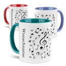 Musik-Tasse - Noten Allover - personalisiert mit Name