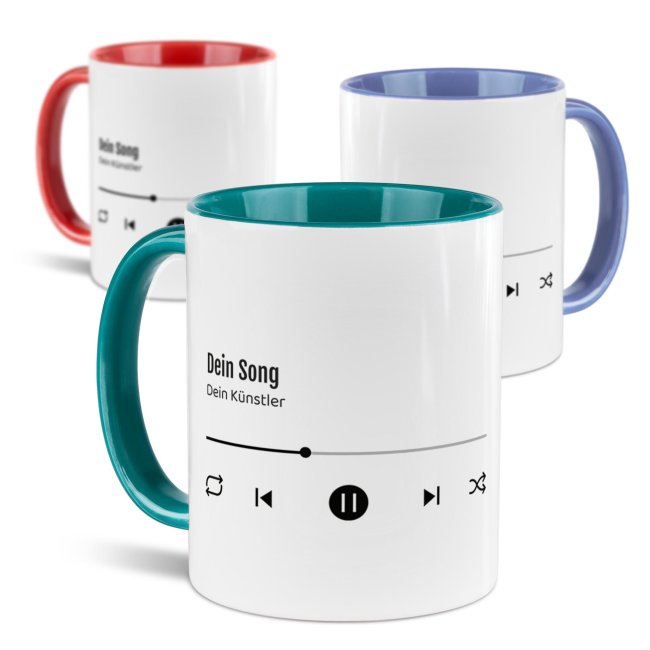 Musik-Tasse - Lieblingslied - personalisiert mit 2 Wunschtexten