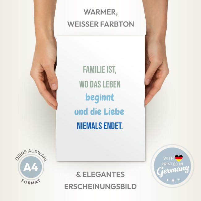 Poster mit 7 Zeilen Text selbst gestalten - 250 g/m&sup2; Fotopapier, A4 Hochformat