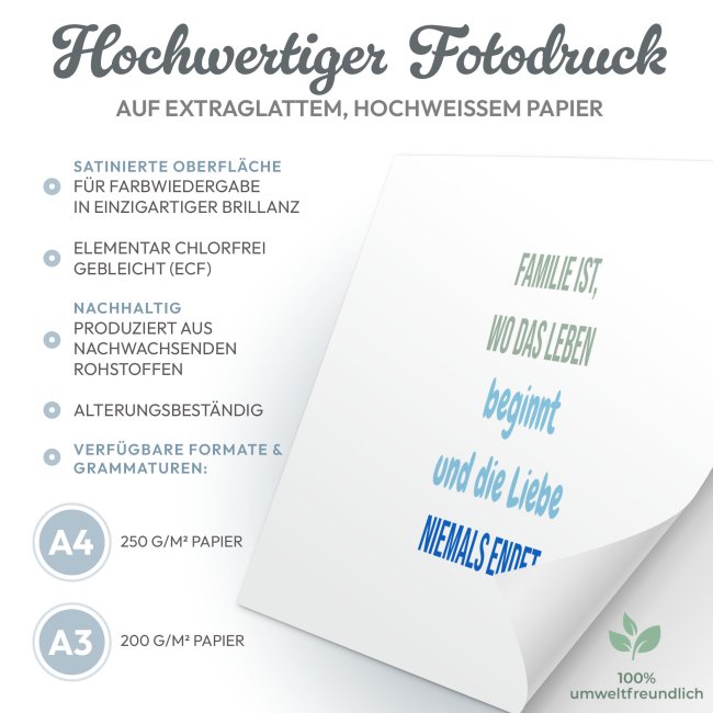 Poster mit 7 Zeilen Text selbst gestalten - 250 g/m&sup2; Fotopapier, A4 Querformat