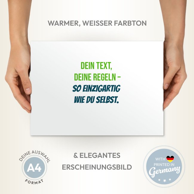 Poster mit 7 Zeilen Text selbst gestalten - 250 g/m&sup2; Fotopapier, A4 Querformat