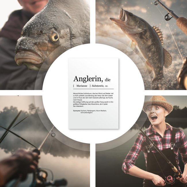 Poster - Duden Anglerin, mit Name - 200 g/m&sup2; Fotopapier, A3 Hochformat