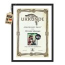 Fotodruck mit Bilderrahmen - Urkunde dickster Fisch, mit...