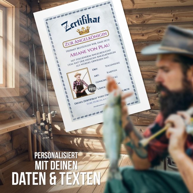 Poster - Zertifikat Angelk&ouml;nigin, mit Bild &amp; Text - 250 g/m&sup2; Fotopapier, A4 Hochformat