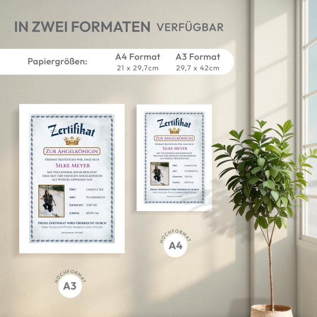 Poster - Zertifikat Angelk&ouml;nigin, mit Bild &amp; Text - 250 g/m&sup2; Fotopapier, A4 Hochformat