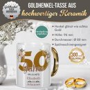 Tasse mit Goldhenkel zur Goldhochzeit - 50 Jahre floral -...