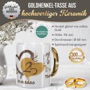 Tasse mit Goldhenkel zur Silberhochzeit - 25 Jahre Tauben...