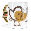 Tasse mit Goldhenkel zur Goldhochzeit - 50 Jahre Tauben -...