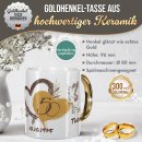 Tasse mit Goldhenkel zur Goldhochzeit - 50 Jahre Tauben -...