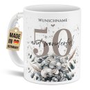 Tasse zum 50. Geburtstag - Wonderful - Matt wei&szlig;