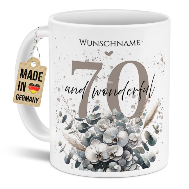Tasse zum 70. Geburtstag - Wonderful - Matt wei&szlig;