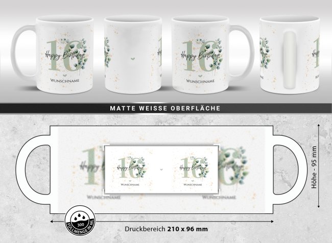 Tasse zum 16. Geburtstag - Happy Birthday - Matt wei&szlig;