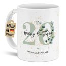 Tasse zum 20. Geburtstag - Happy Birthday - Matt wei&szlig;