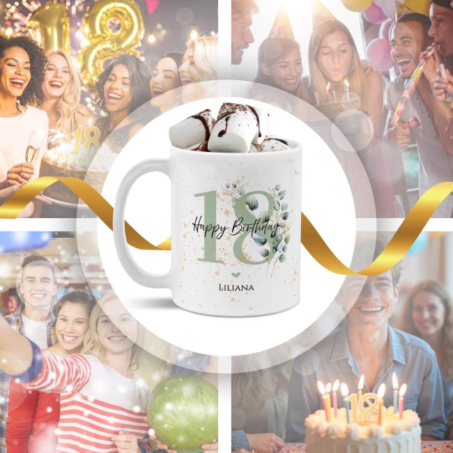 Tasse zum 18. Geburtstag - Happy Birthday - Matt wei&szlig;