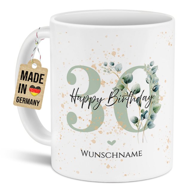 Tasse zum 30. Geburtstag - Happy Birthday - Matt wei&szlig;