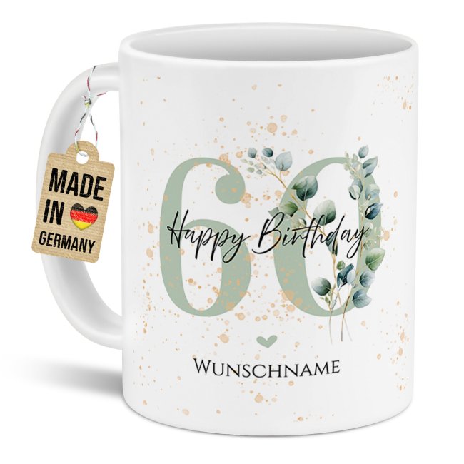 Tasse zum 60. Geburtstag - Happy Birthday - Matt wei&szlig;