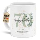 Tasse zum 70. Geburtstag - Happy Birthday - Matt wei&szlig;