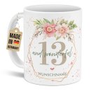 Tasse zum 13. Geburtstag - Wonderful mit Kranz - Matt...