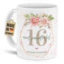 Tasse zum 16. Geburtstag - Wonderful mit Kranz - Matt...