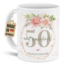 Tasse zum 50. Geburtstag - Wonderful mit Kranz - Matt...