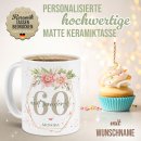 Tasse zum 60. Geburtstag - Wonderful mit Kranz - Matt...