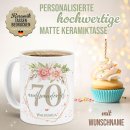 Tasse zum 70. Geburtstag - Wonderful mit Kranz - Matt...