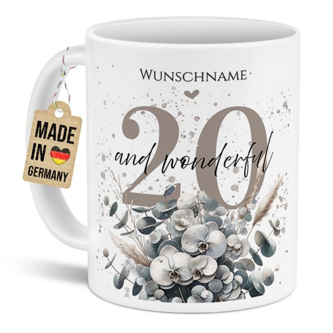 Tasse zum 20. Geburtstag - Wonderful - Matt wei&szlig;