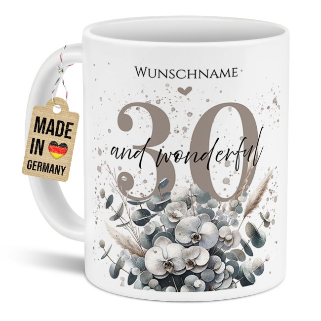 Tasse zum 30. Geburtstag - Wonderful - Matt wei&szlig;