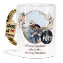 Personalisierte Tasse mit Goldhenkel - Liebe - mit Foto...