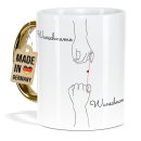 Personalisierte Tasse mit Goldhenkel - Herz H&auml;nde -...