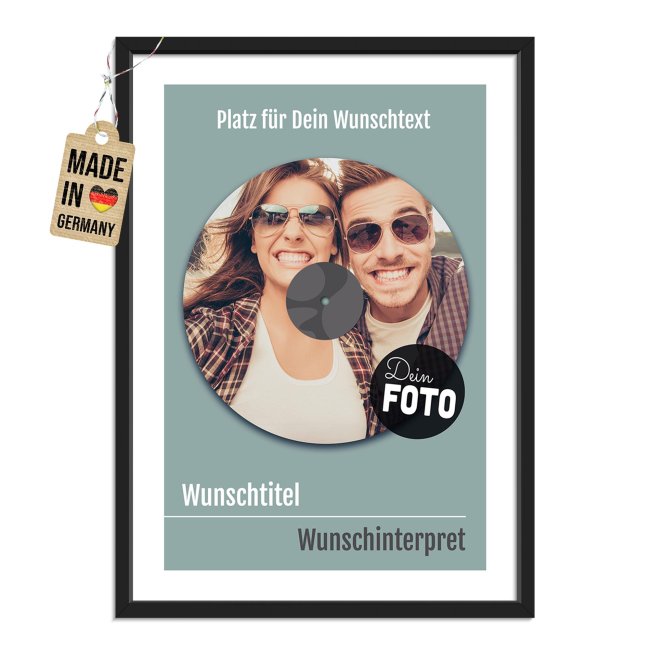 Fotodruck mit Bilderrahmen - Unser Lied - mit Bild &amp; Text - Hochformat, schwarzer Rahmen