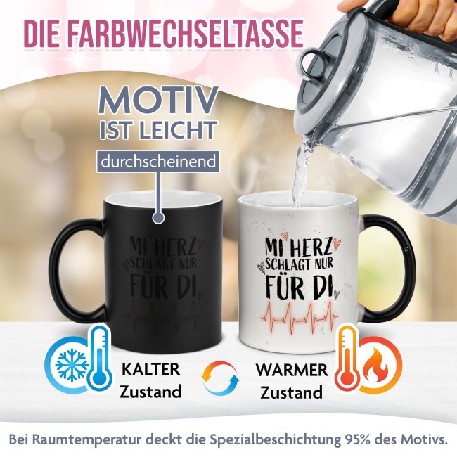 Magic Mug Zaubertasse - Mi Herz schlagt nur f&uuml;r di