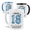 Tasse zum 18. Geburtstag - Blauer Ballon