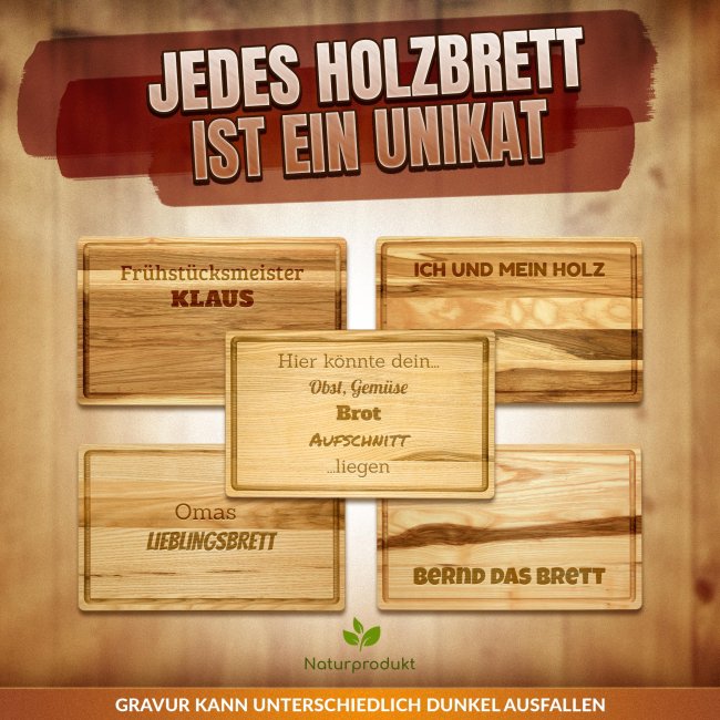 Gro&szlig;es Schneidebrett mit Gravur - Schw&auml;bisch kocha - 40 x 25 cm