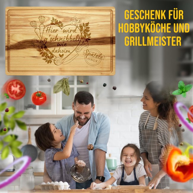 Gro&szlig;es Schneidebrett mit Gravur - Sp&auml;tzle only - 40 x 25 cm