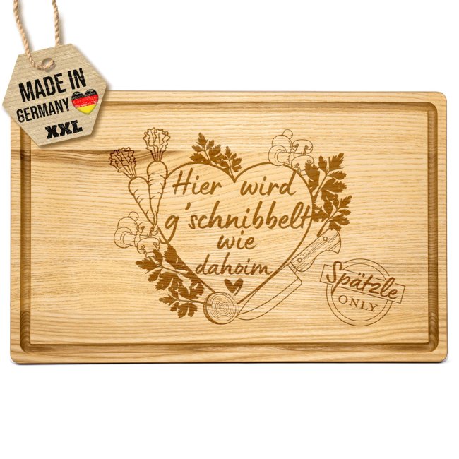 Gro&szlig;es Schneidebrett mit Gravur - Sp&auml;tzle only - 40 x 25 cm