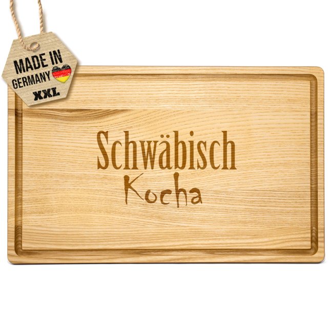 Gro&szlig;es Schneidebrett mit Gravur - Schw&auml;bisch kocha einfach - 40 x 25 cm