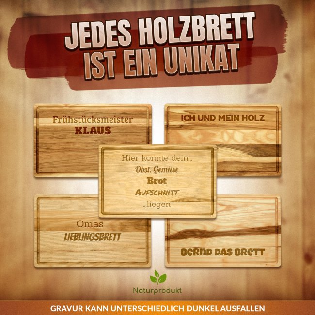 Gro&szlig;es Schneidebrett mit Gravur - Sp&auml;tzle Queen mit Name - 40 x 25 cm