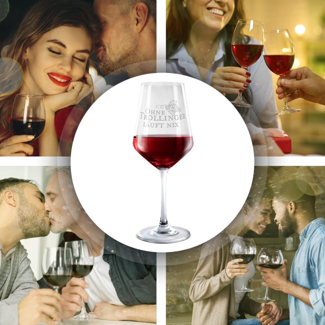 Rotweinglas mit Gravur - Ohne Trollinger l&auml;uft nix