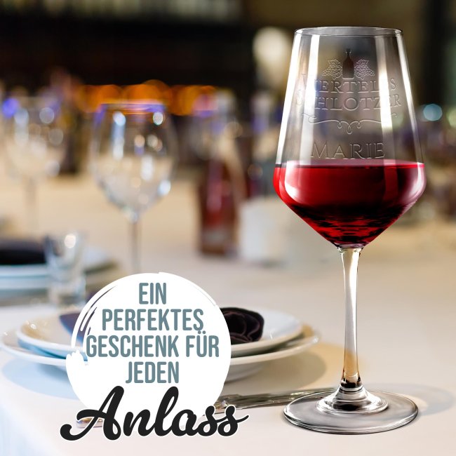 Rotweinglas mit Gravur - Viertelesschlotzer - mit Name