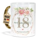 Tasse mit Goldhenkel zum 18. Geburtstag - Mit Name -...